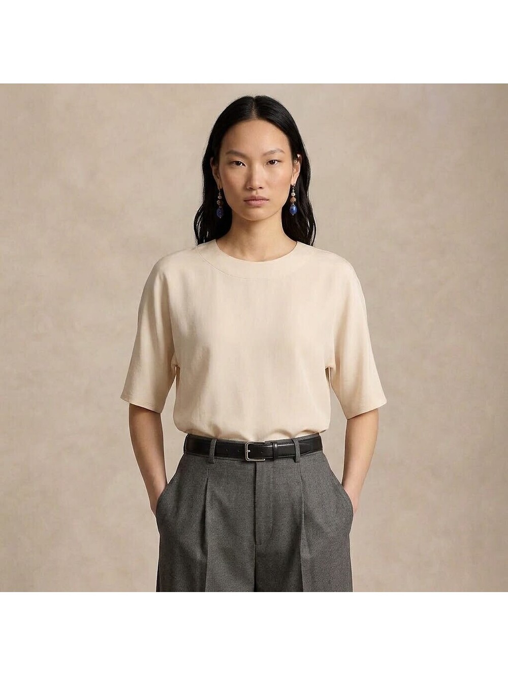 Vera Wang 100% Silk Cream Blouse Top Size US 6 / EUR 40